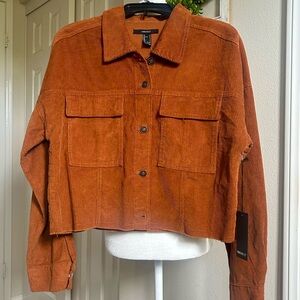 F21 Bnew Burnt Orange Corduroy Cropped Jacket